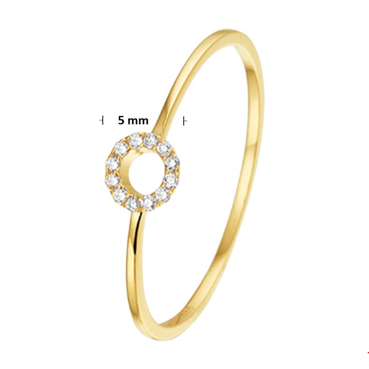 Mooie ring goud 14-karaat rond met diamanten
