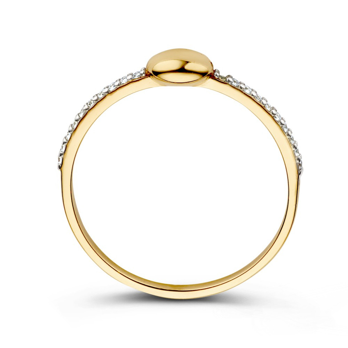Mooie ring met 14-karaat gouden ovaal van 4 mm en zirkonia rij
