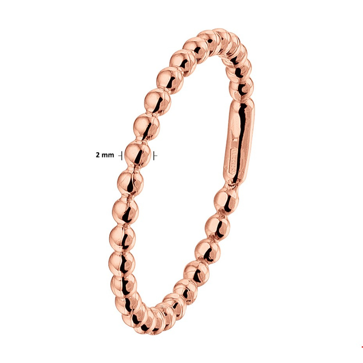 Mooie roségouden aanschuifring van 2 mm