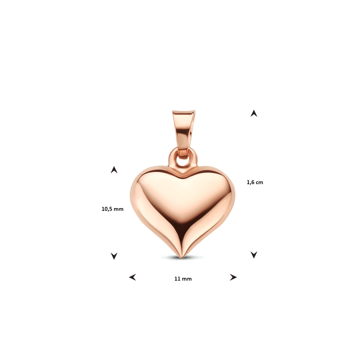 Mooie rosegouden hartjes hanger - 16 x 11 mm