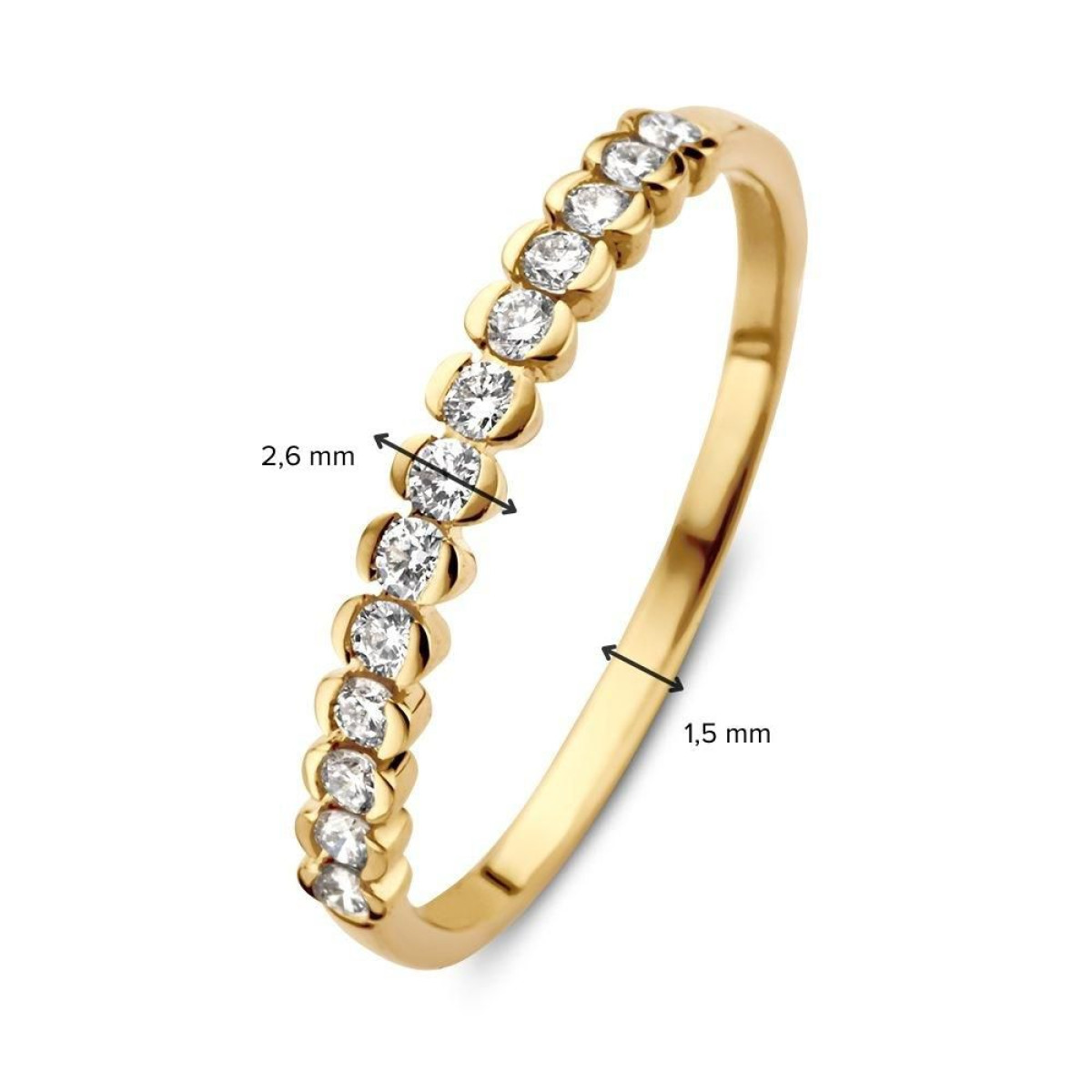 Mooie subtiele gouden ring met diamanten 0.23 crt