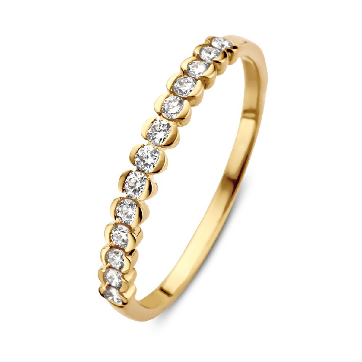 Mooie subtiele gouden ring met diamanten 0.23 crt