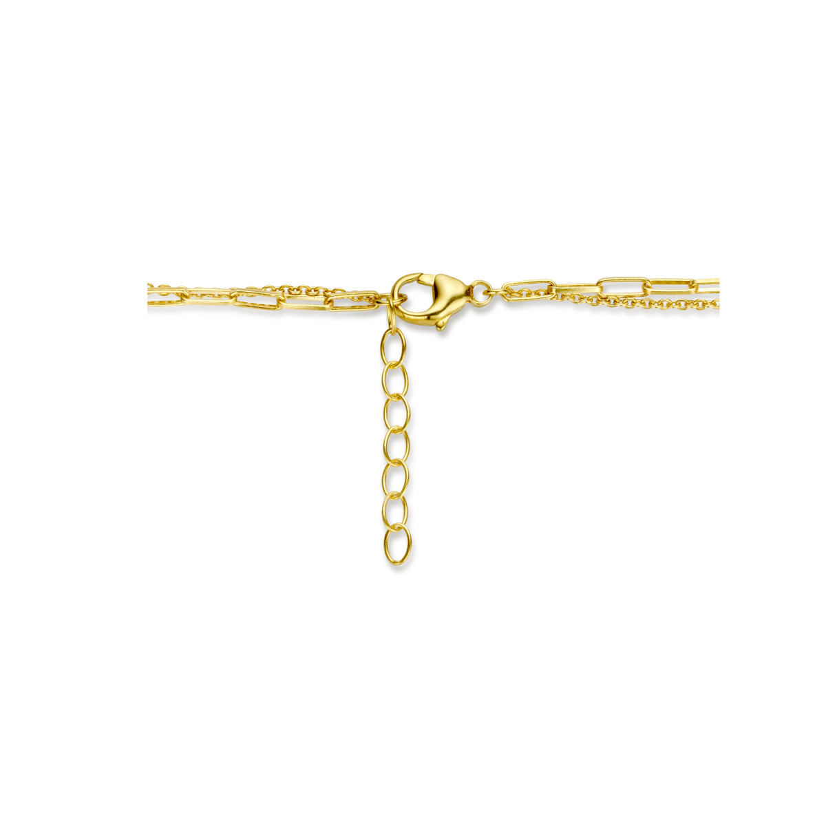 Multi-collier met parels en paperclip schakel - Lengte 42 + 3 cm