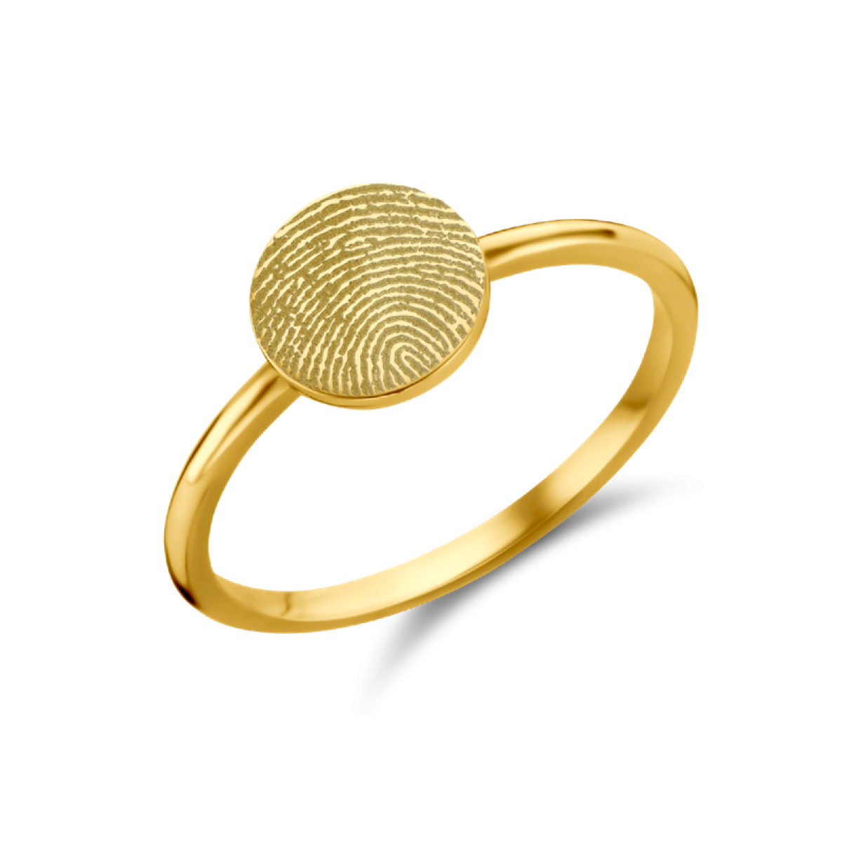 Gouden zegelring met vingerafdruk
