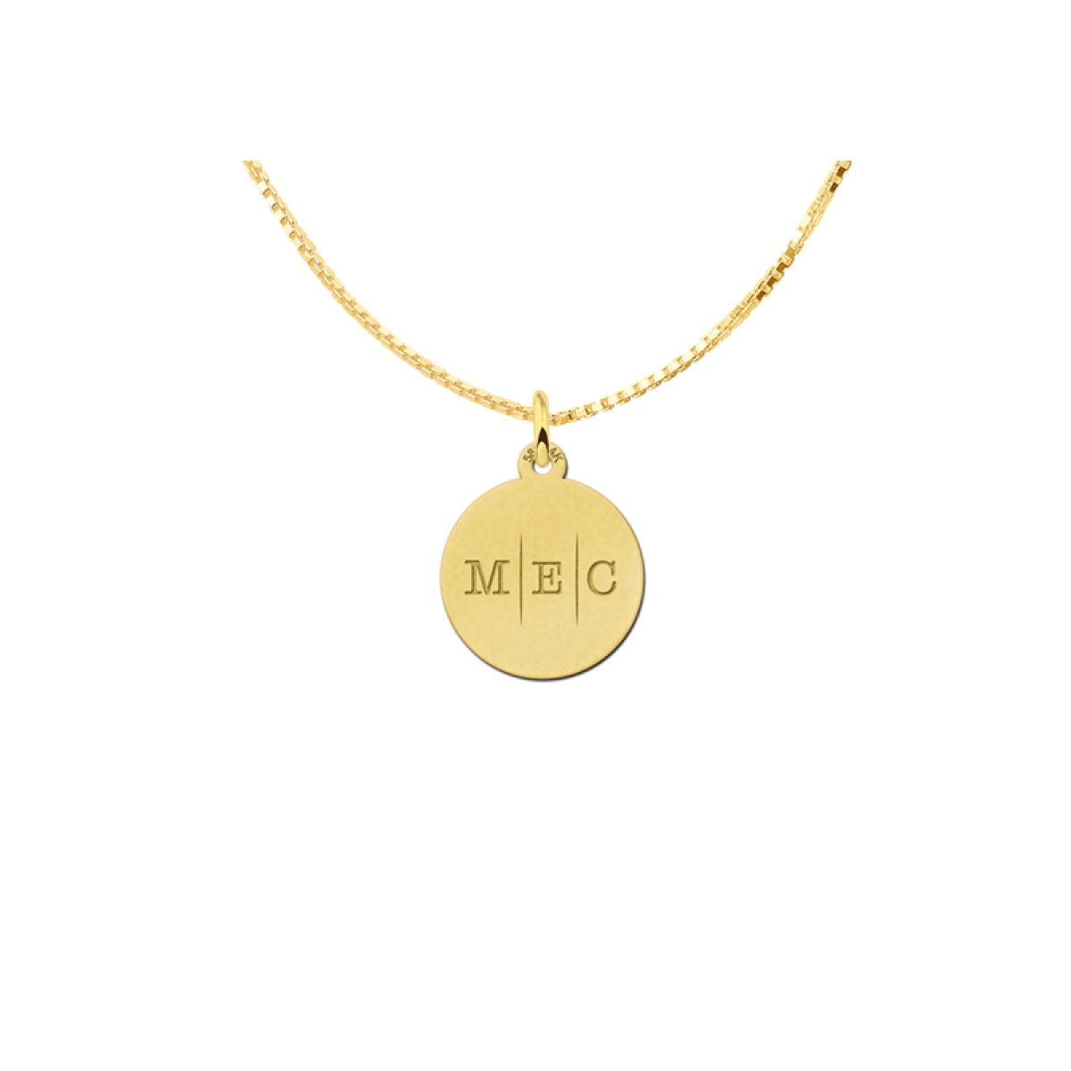 Names4ever gouden hanger met drie initialen - 15 mm