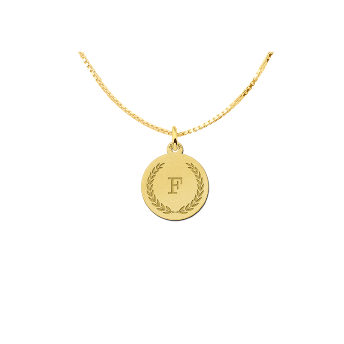 Names4ever gouden hanger met één initiaal en krans -15 mm