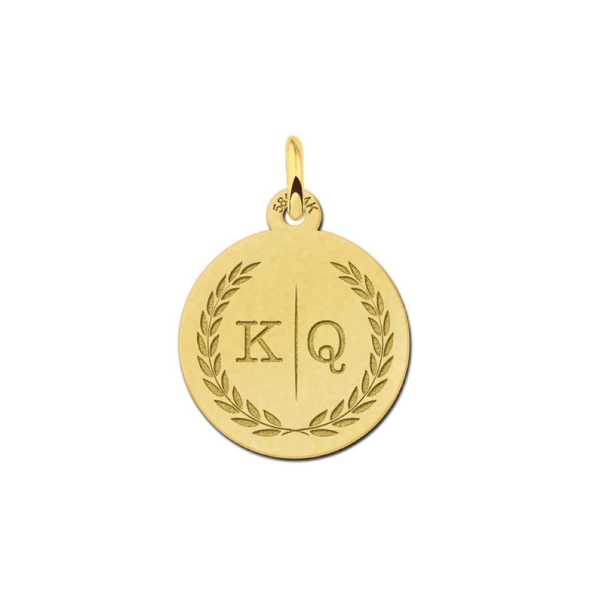 Names4ever gouden hanger met twee initialen en krans - 15 mm