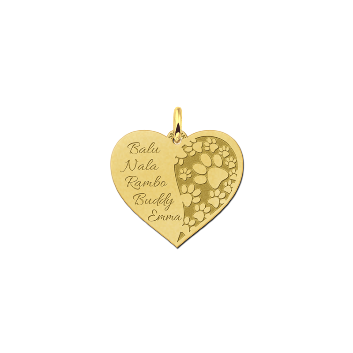 Names4ever gouden hart hanger met dierenpootjes en namen