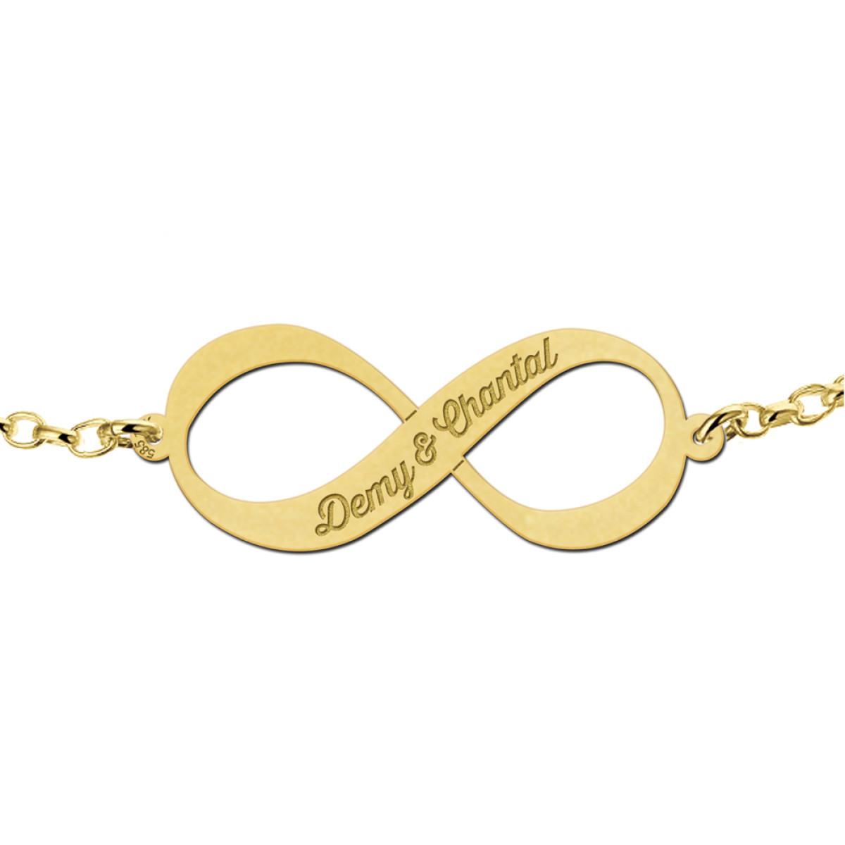 Names4ever gouden infinity armbanden set met gravure