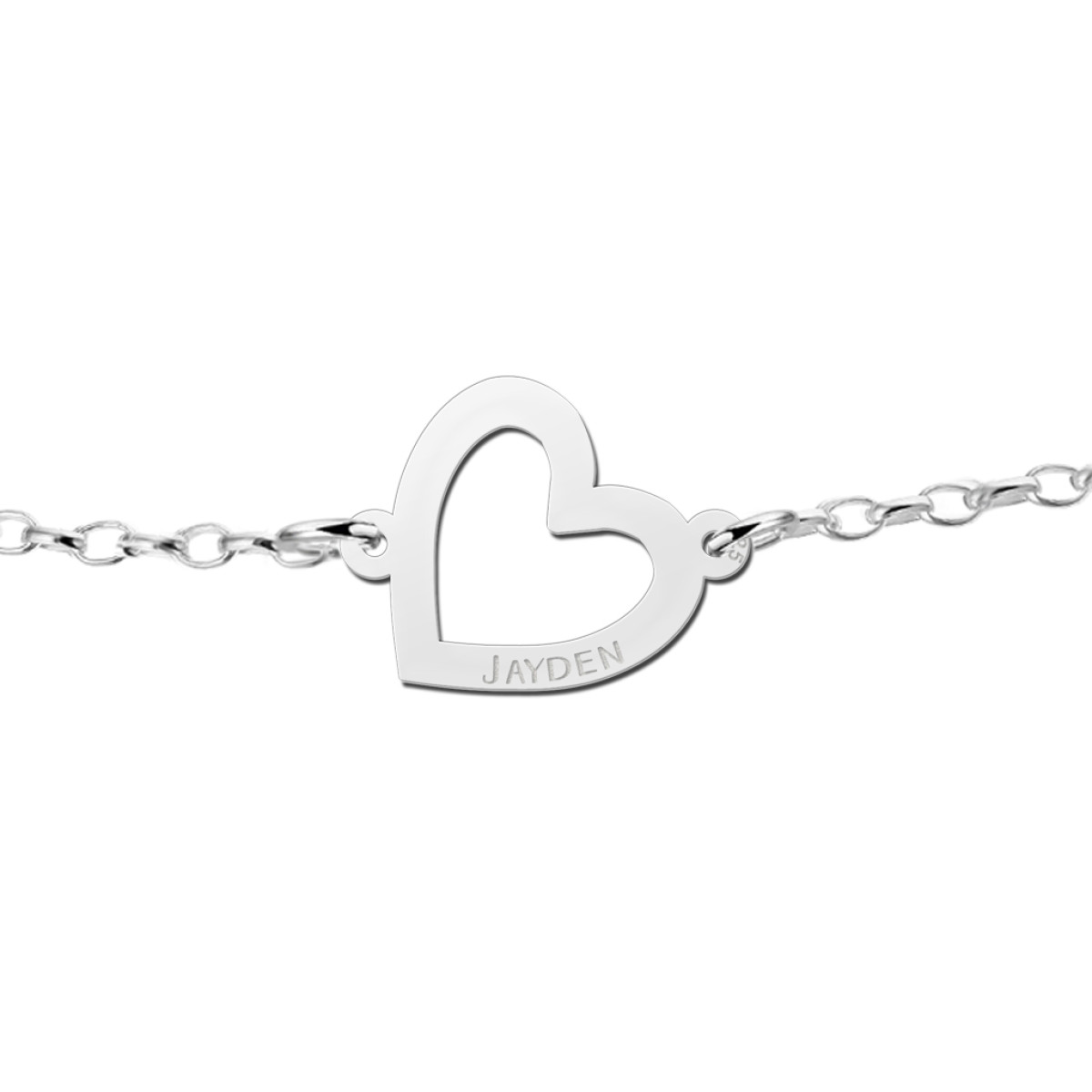 Names4ever zilveren hartjes armband met naam 