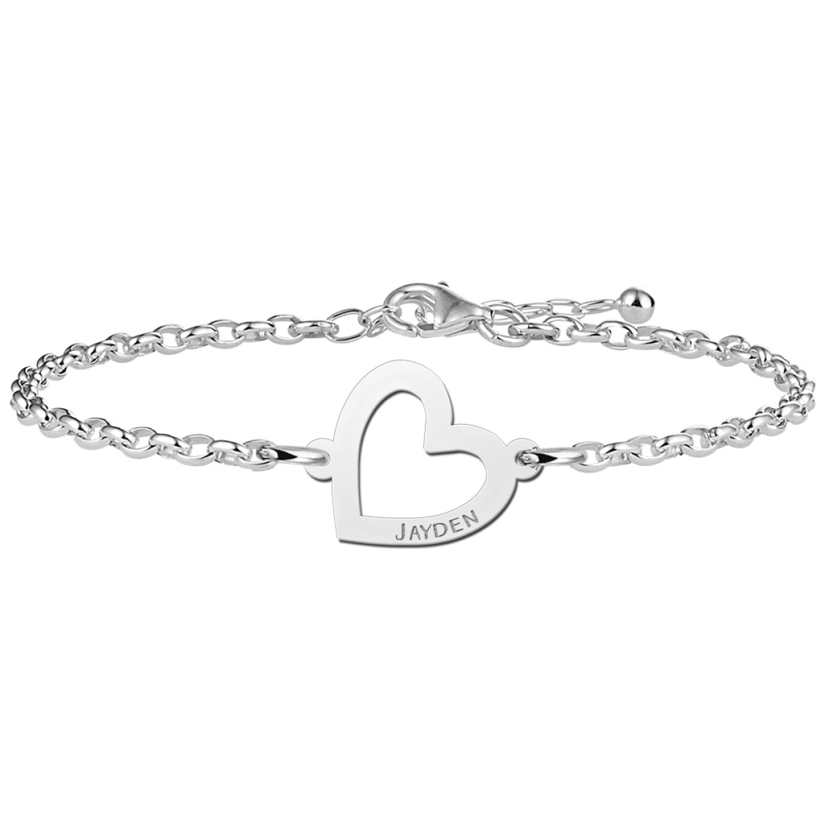 Names4ever zilveren hartjes armband met naam 