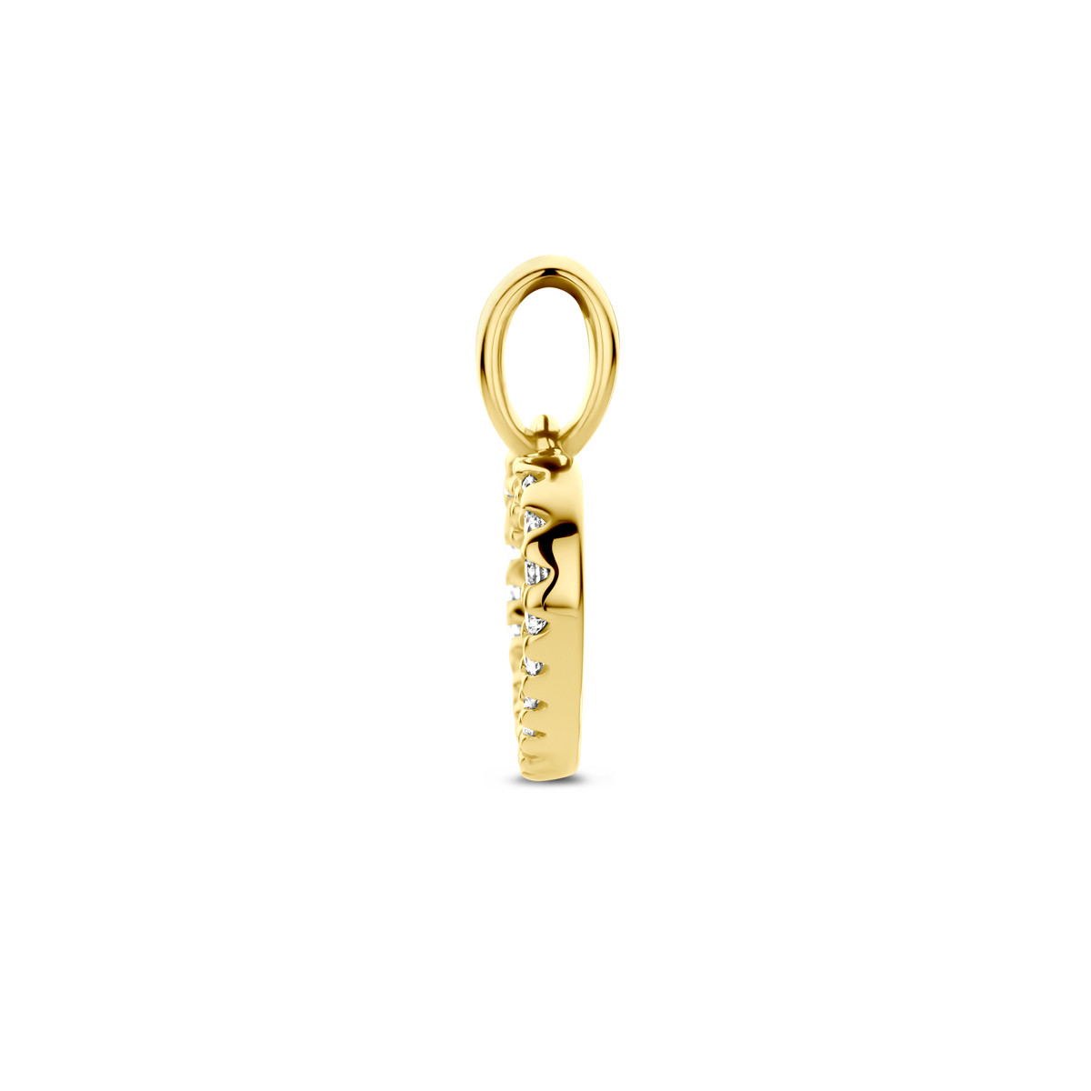 Open hartjes hanger met diamanten 0.11 crt 14-karaat goud - 10 mm x 9.5 mm