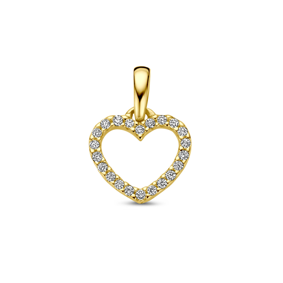 Open hartjes hanger met diamanten 0.11 crt 14-karaat goud - 10 mm x 9.5 mm