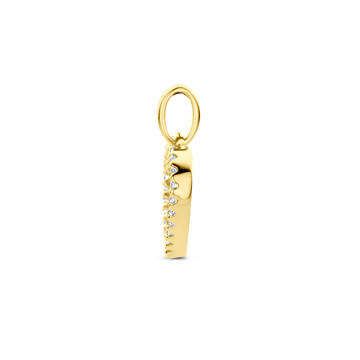 Open hartjes hanger met diamanten 0.13 crt 14-karaat goud - 11.5 mm x 11 mm