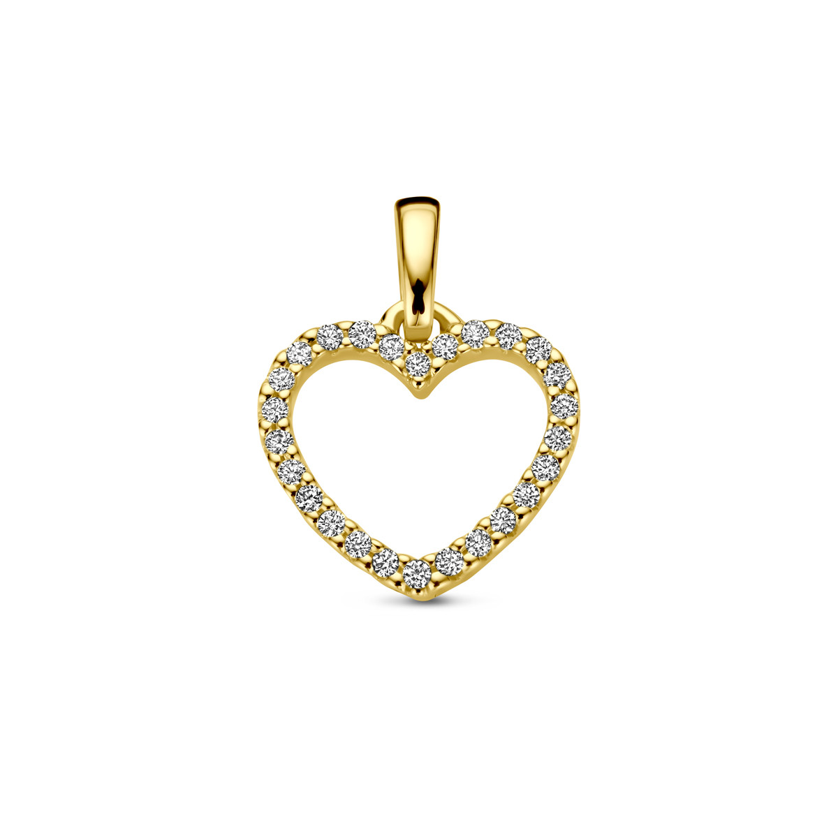 Open hartjes hanger met diamanten 0.13 crt 14-karaat goud - 11.5 mm x 11 mm