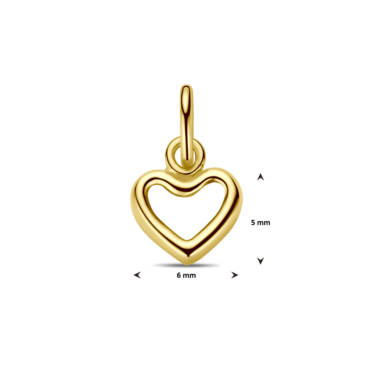Opengewerkte 14-karaat gouden hartjes hanger - 6 mm x 11 mm