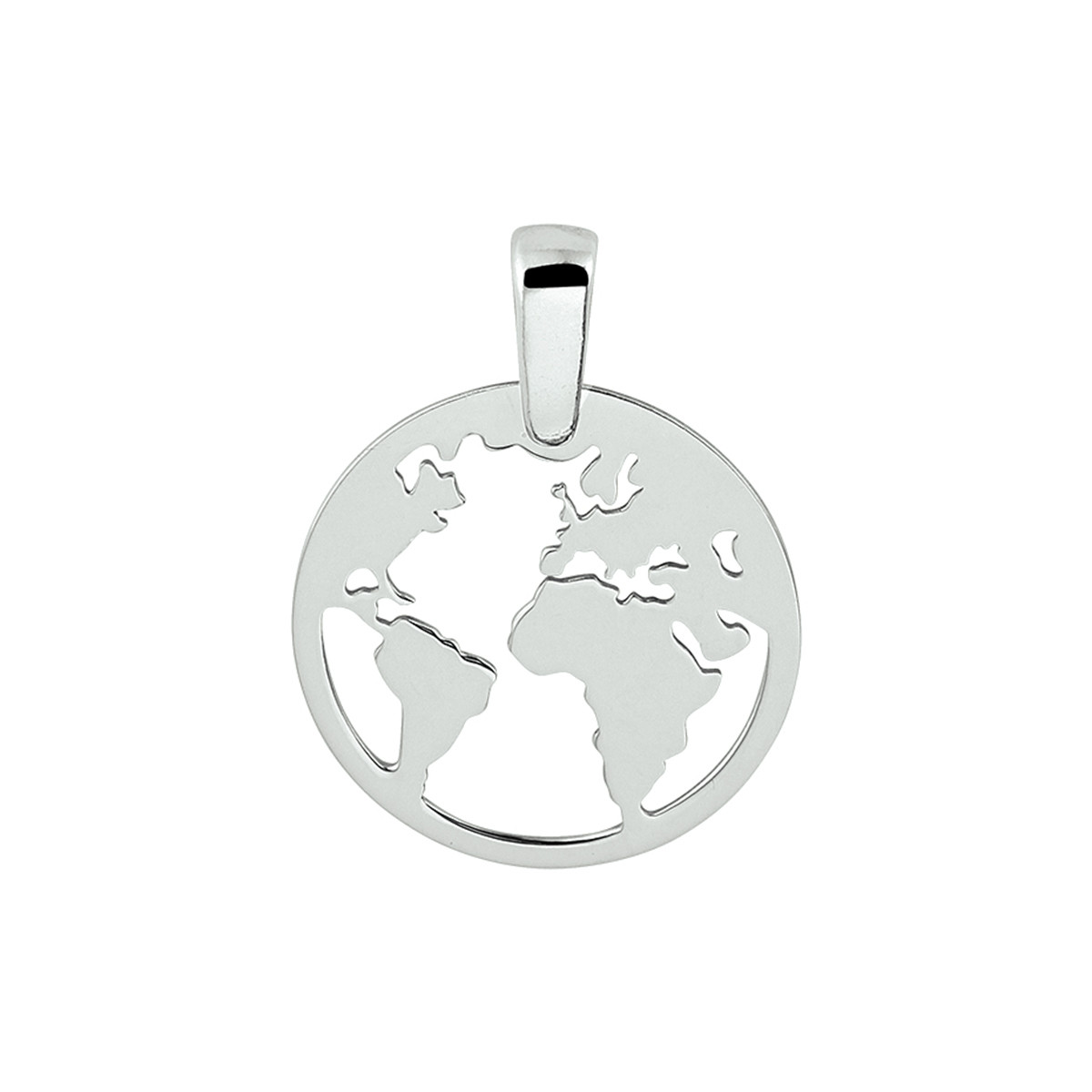 Opengewerkte wereldbol hanger zilver - Diameter 16 mm