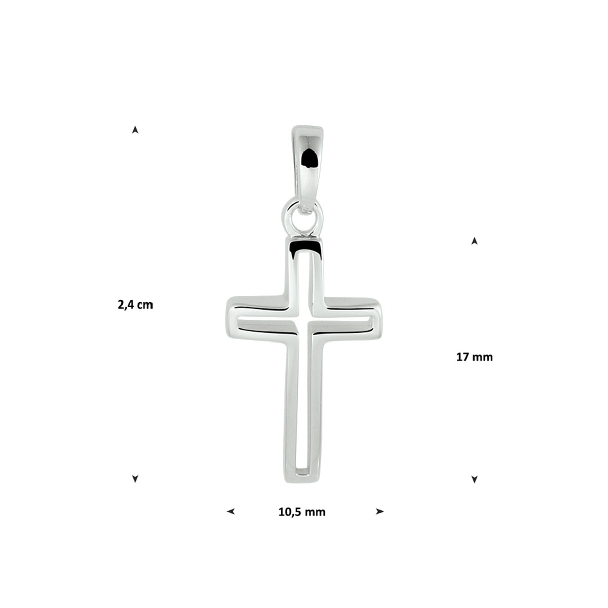 Opengwerkte kruis hanger zilver - 24 x 10.5 mm
