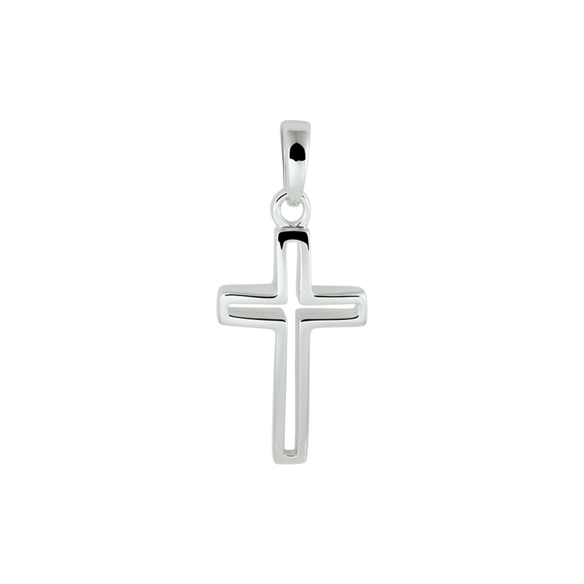 Opengwerkte kruis hanger zilver - 24 x 10.5 mm