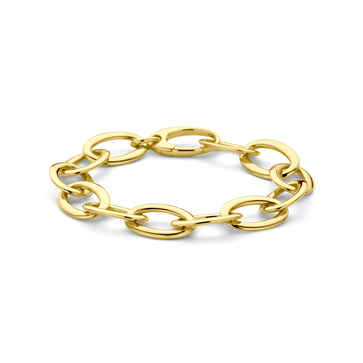 Ovale gouden armband met schakels 14-karaat en glanzend 13 mm breed - Lengte 19 cm
