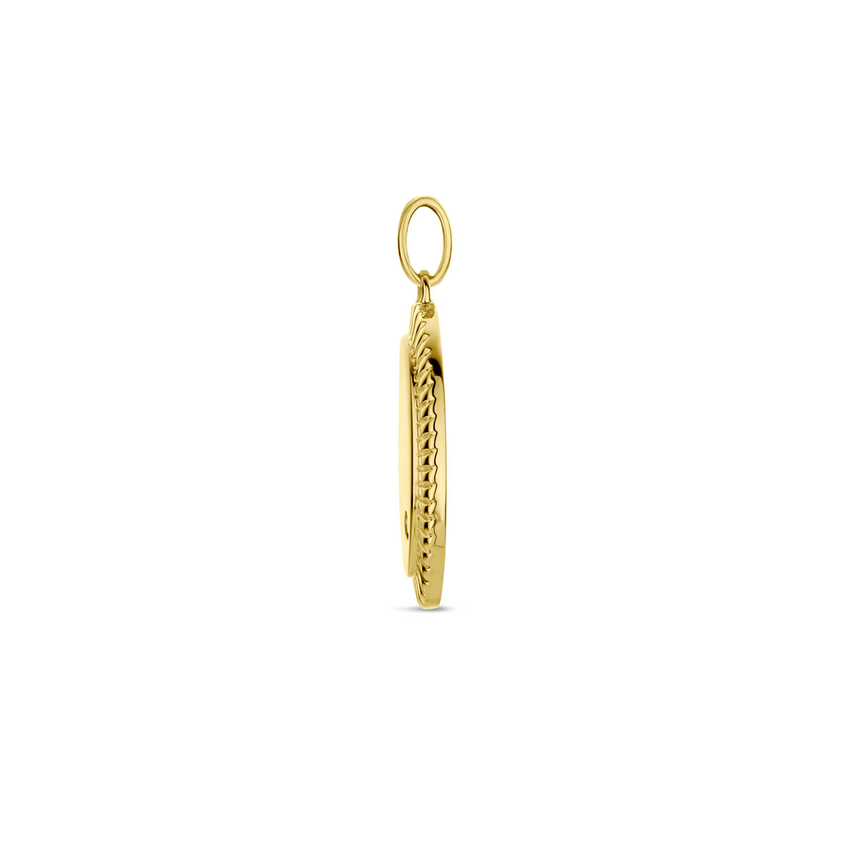 Ovale gouden graveerhanger met rand en diamant 0.01 crt - 10.5 mm x 15 mm