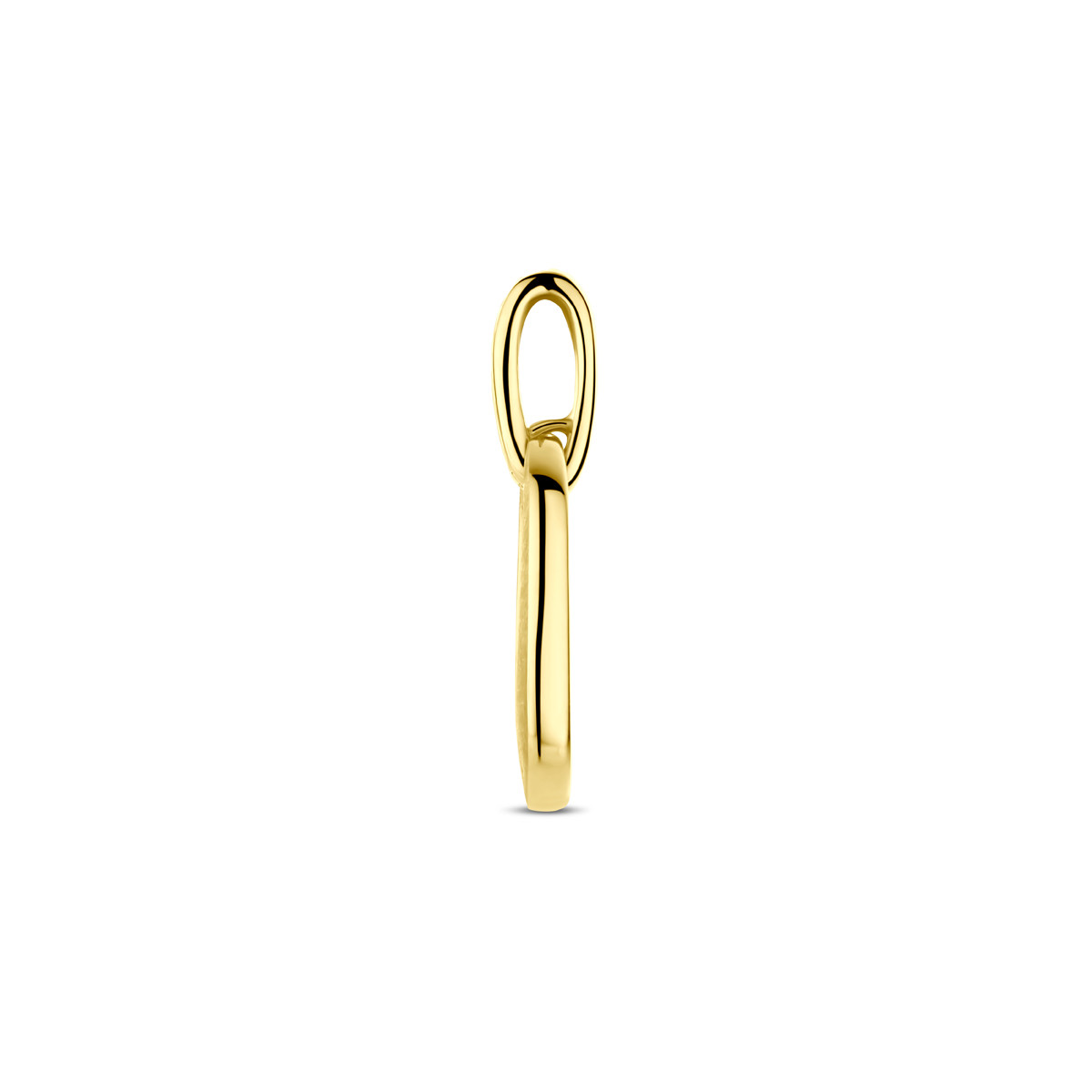 Ovale gouden hanger met 0.03 crt diamanten lus en scratched afwerking 6.5 mm breed - Hoogte 20 mm
