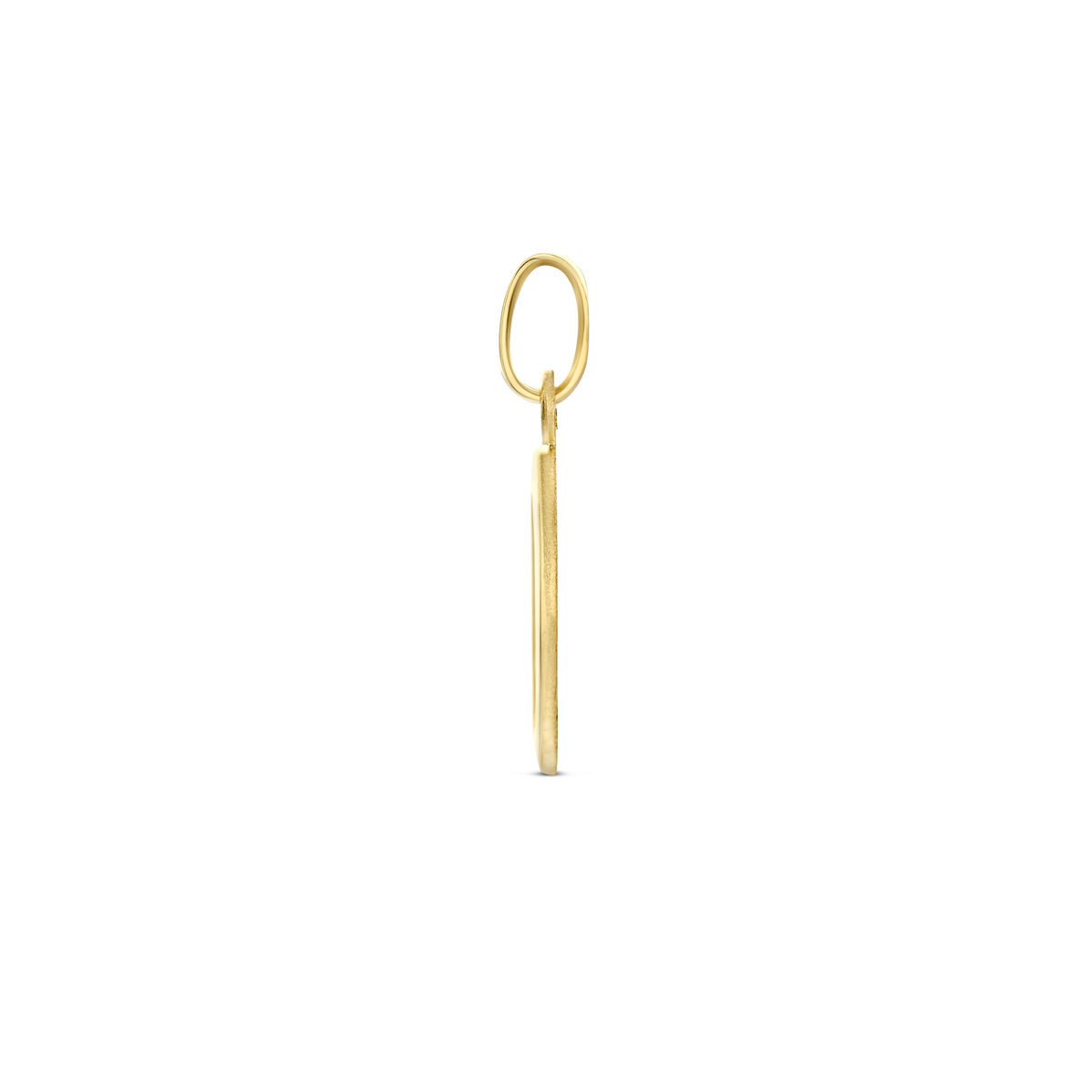 Ovale gouden hanger met engeltje 9.5 mm - Hoogte 12 mm