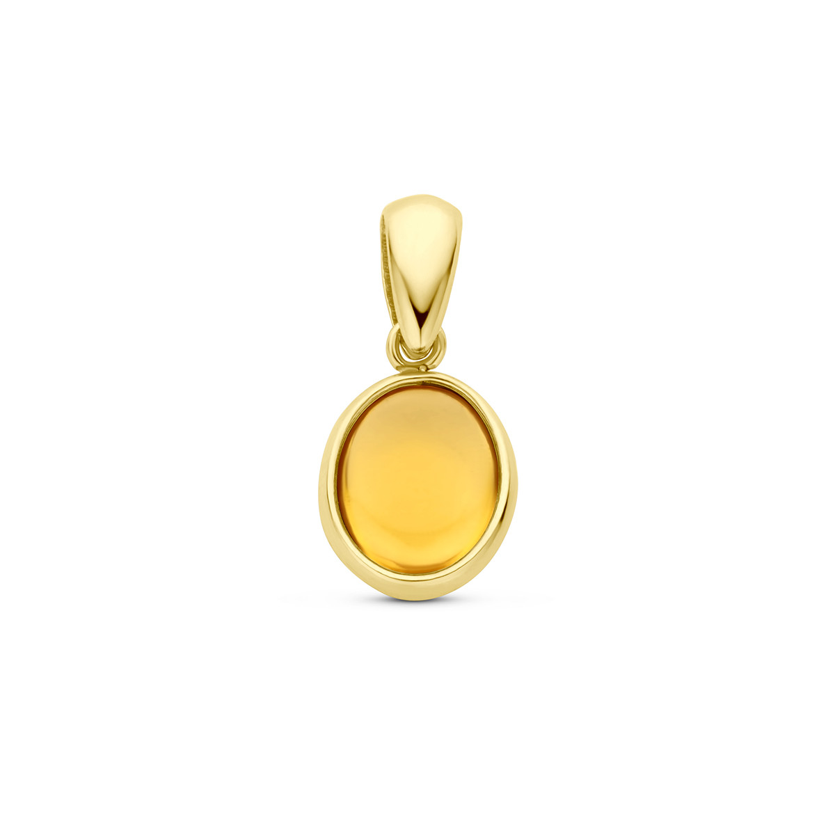 Ovale hanger met gele/oranje citrien 14-karaat goud - 7 mm x 16 mm