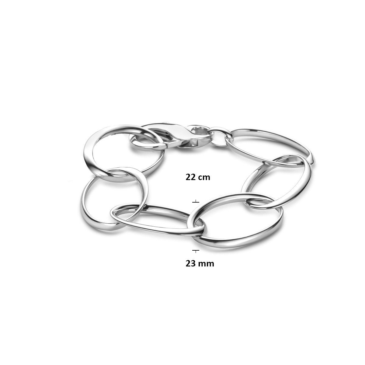 Ovale schakelarmband met anker schakels 23 mm breed - Lengte 22 cm