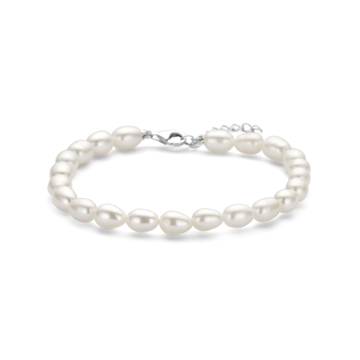 Parel armband met 925 zilveren sluiting en zoetwaterparels van 7 mm - Lengte 18-21 cm