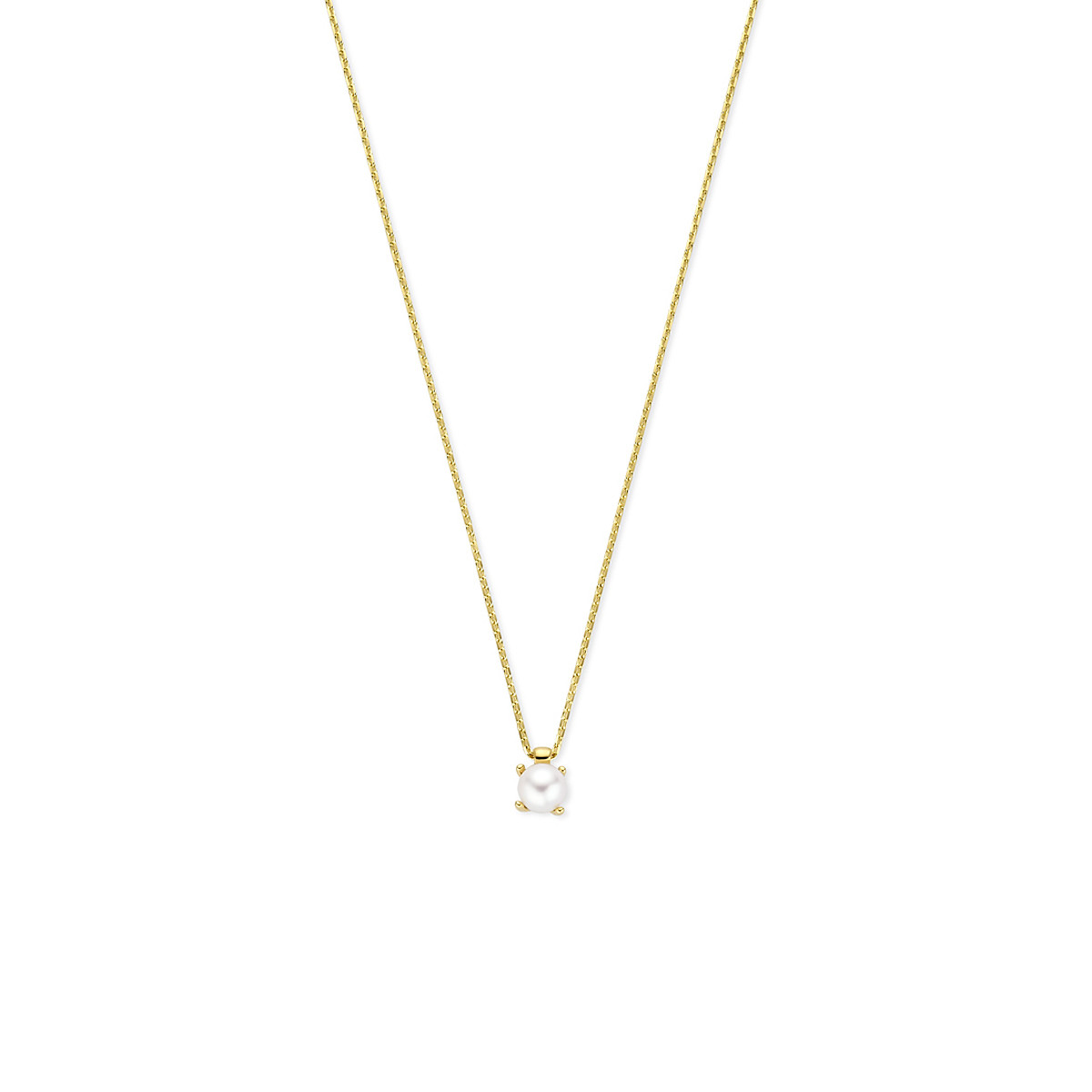 14-karaat gouden ketting met parel hanger - Lengte 41-43-45 cm