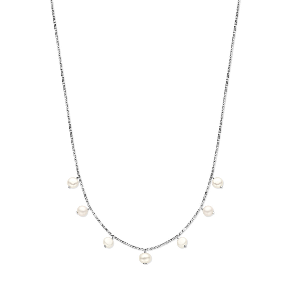 Parel ketting van gerhodineerd 925 zilver 1.5 mm breed - Lengte 41-45 cm