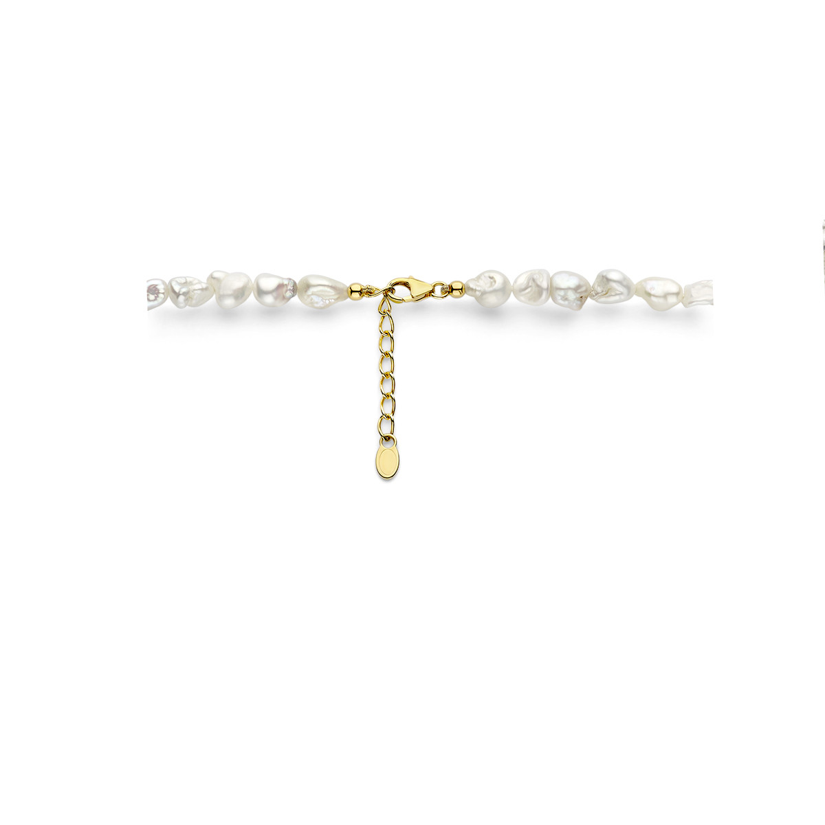 Parelketting met barokke parels en gold plated bolletjes - Lengte 42-45 cm