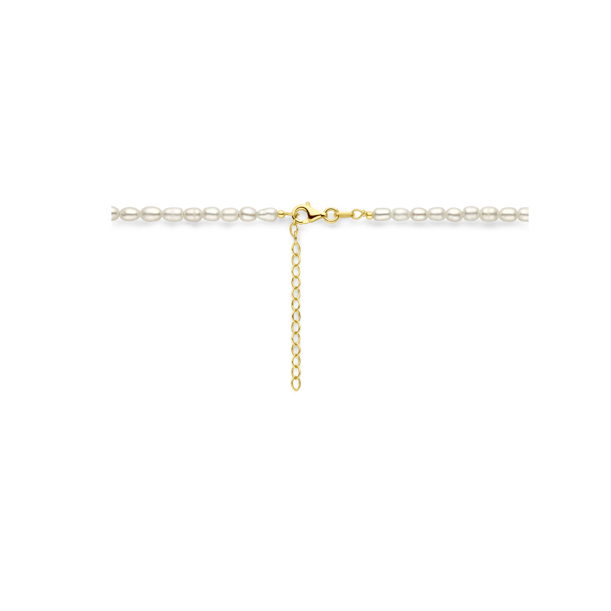 Parelketting met vergulde sluiting 3.8 mm breed - Lengte 50-55 cm