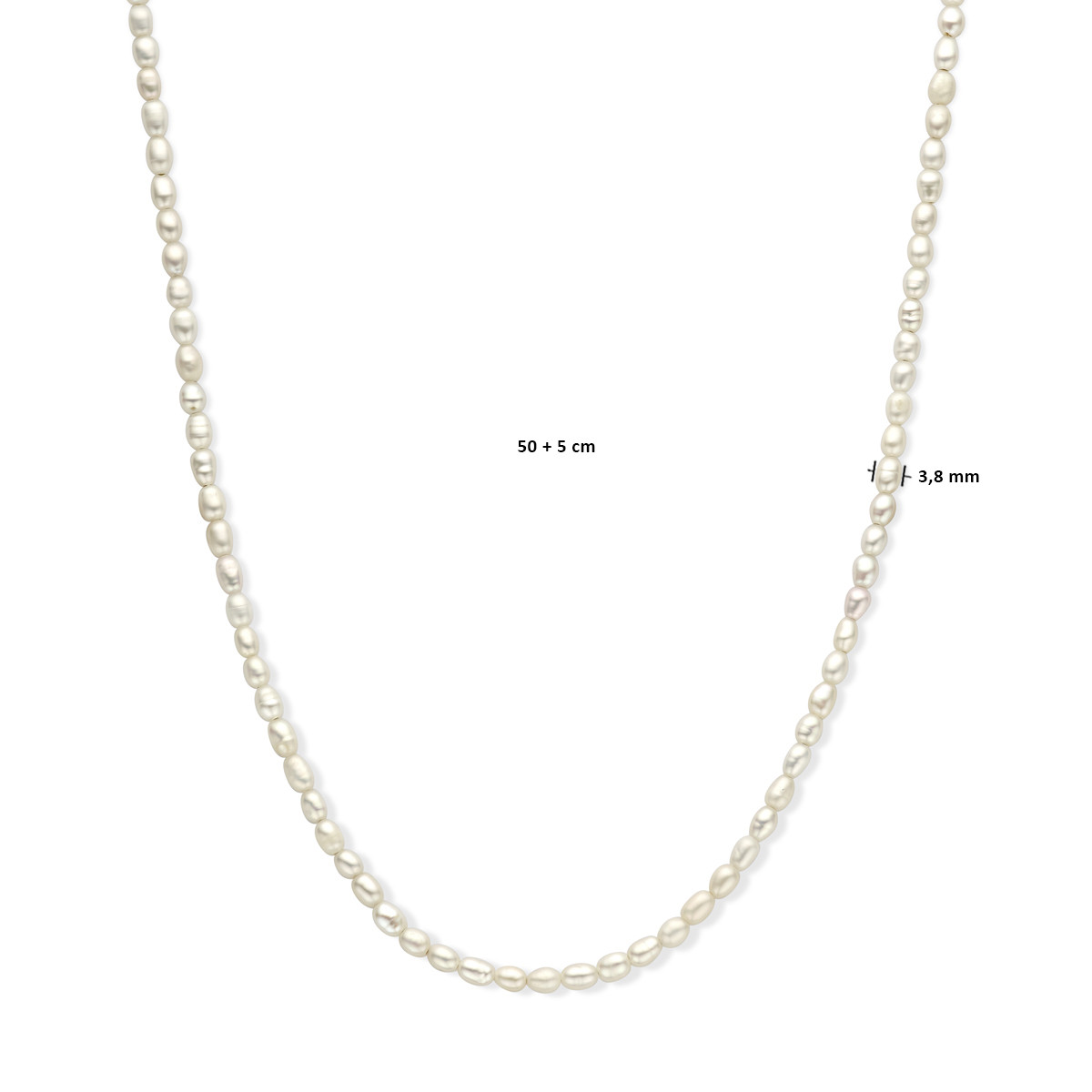 Parelketting met vergulde sluiting 3.8 mm breed - Lengte 50-55 cm