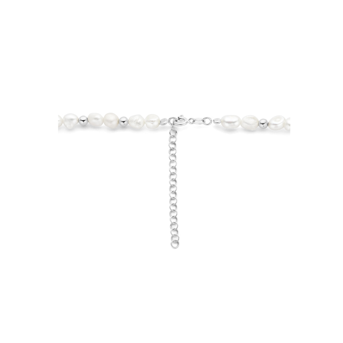 Parelketting met zilveren bolletjes 6.5 mm breed - Lengte 41 + 5 cm