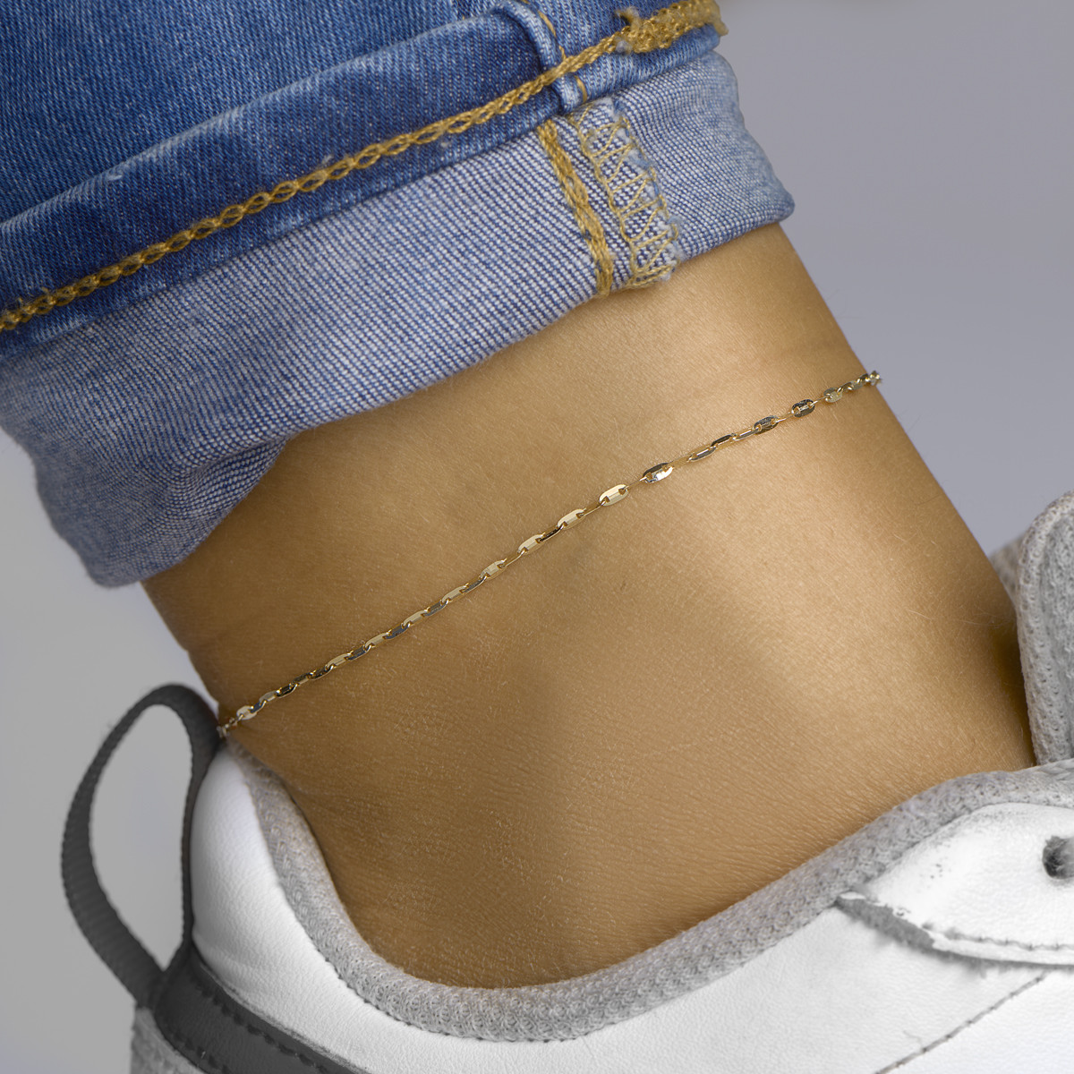 Plaatjes enkelbandje goud - Lengte 24 - 26 cm