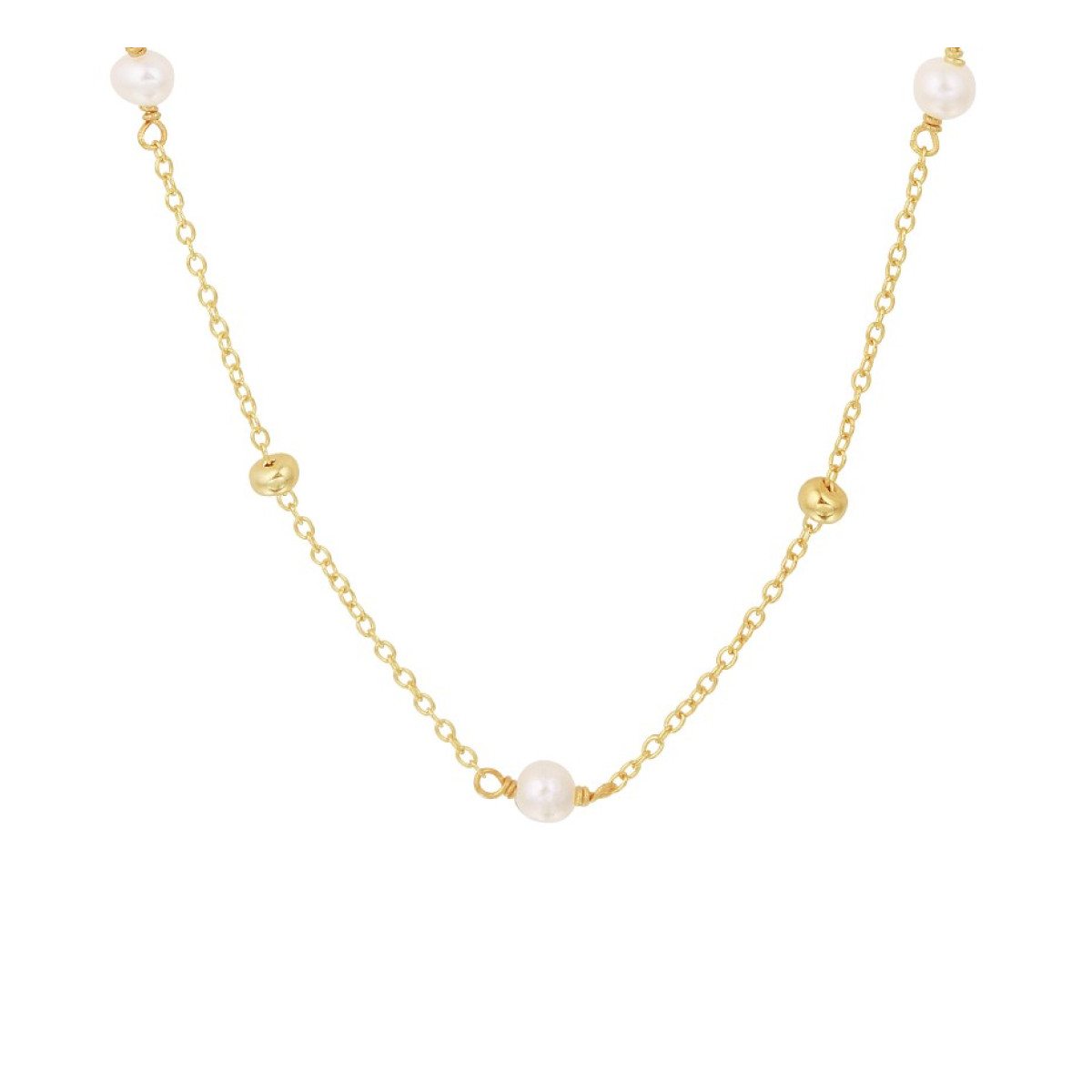 Plated edelsteen ketting uitgevoerd met parel