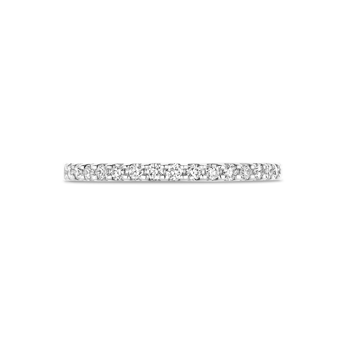Platina aanschuifring met een rij diamanten 0.25 crt 1.7 mm breed
