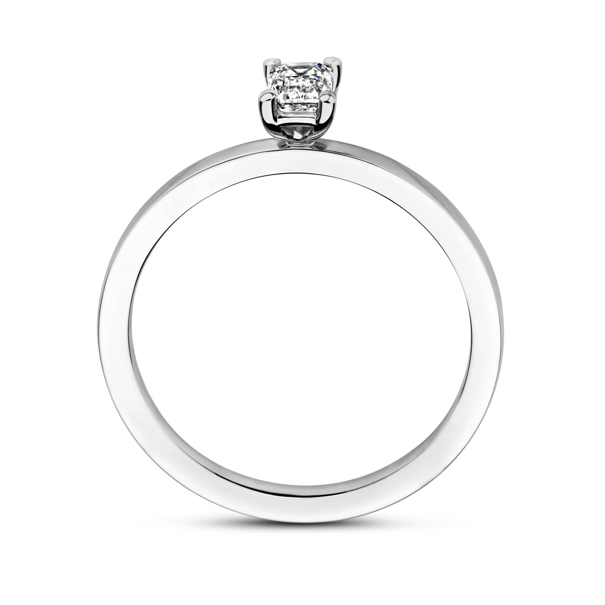 Platina solitaire ring met een rechthoekige diamant 0.30 crt