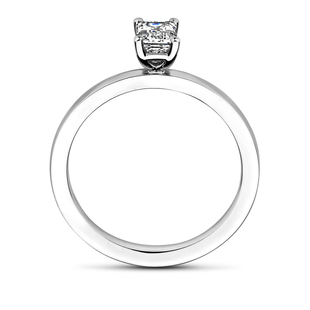 Platina solitaire ring met een rechthoekige diamant 0.50 crt