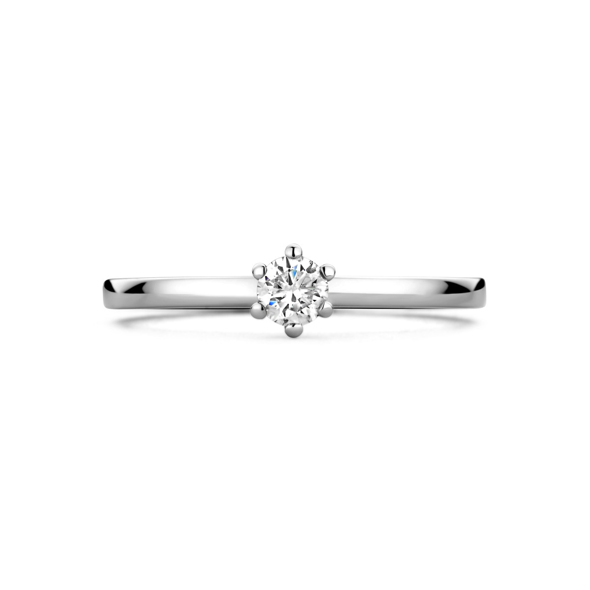 Platina solitaire ring met een ronde diamant 0.20 crt