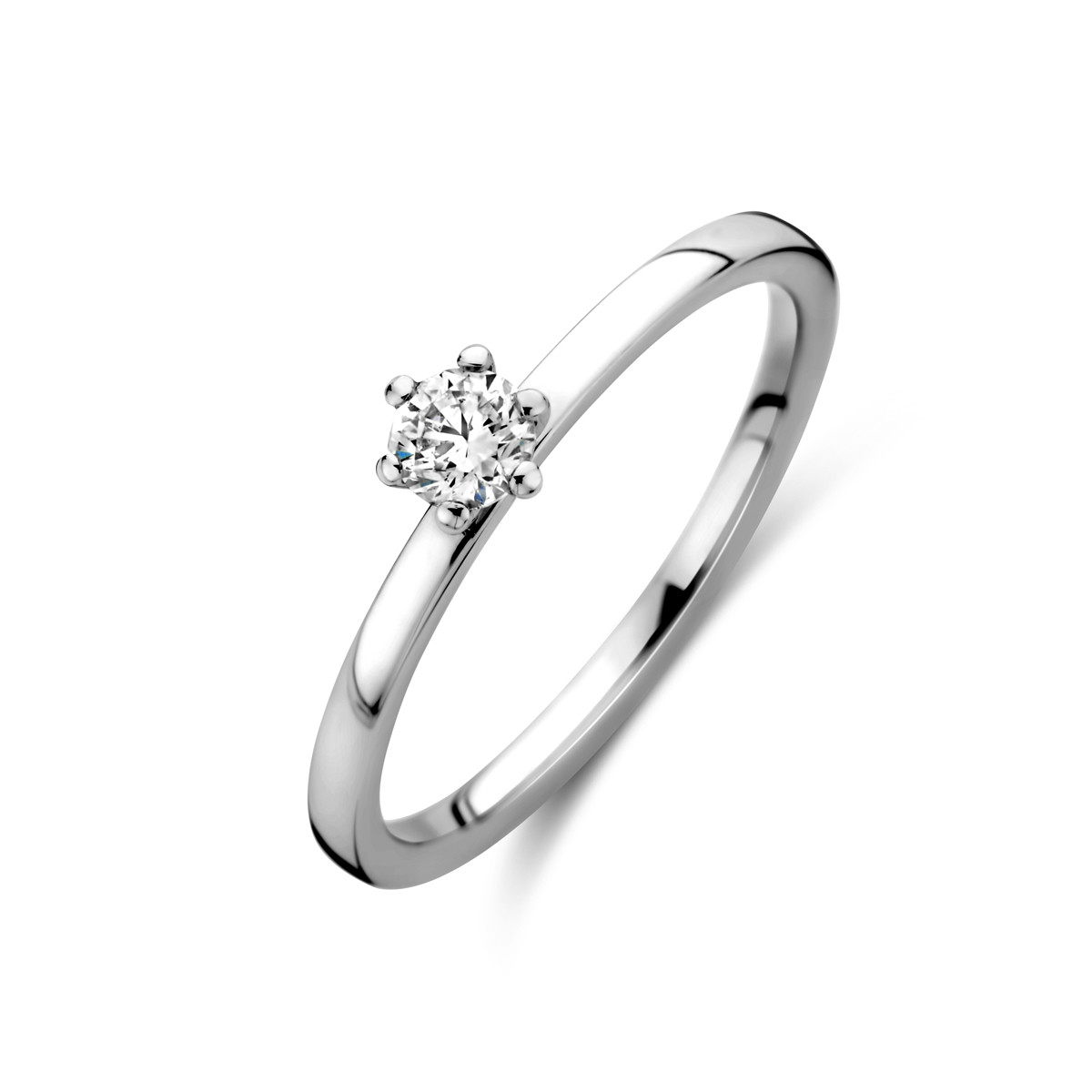Platina solitaire ring met een ronde diamant 0.20 crt
