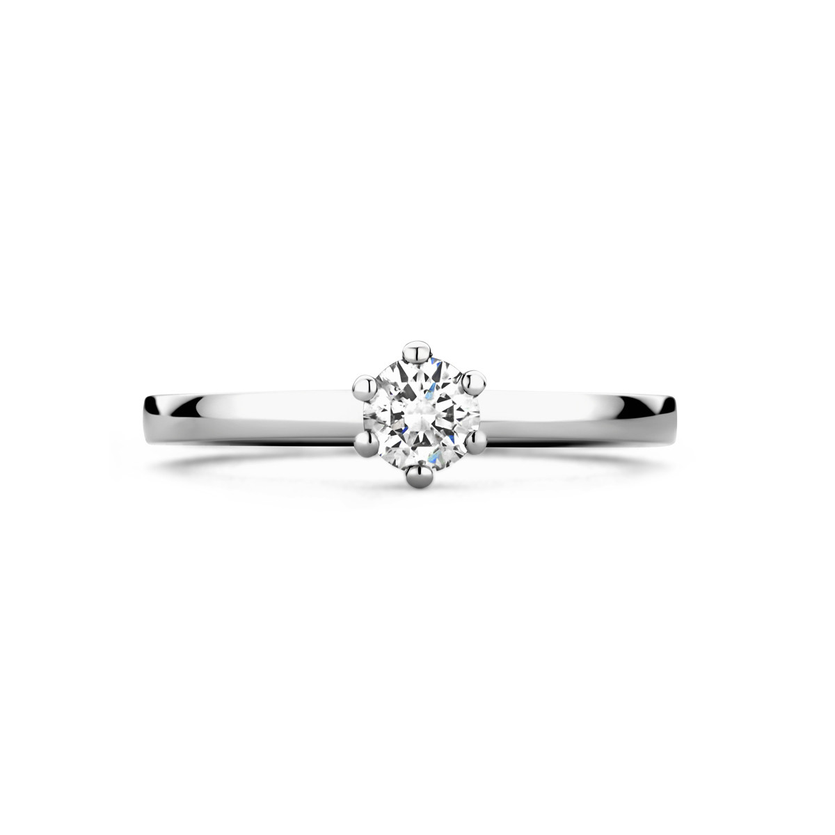 Platina solitaire ring met een ronde diamant 0.30 crt