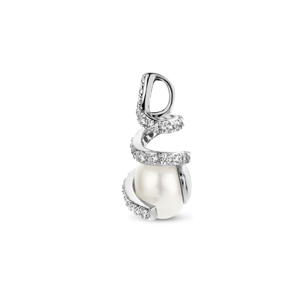 Prachtige parel hanger met zirkonia's - 18.5 x 14 mm