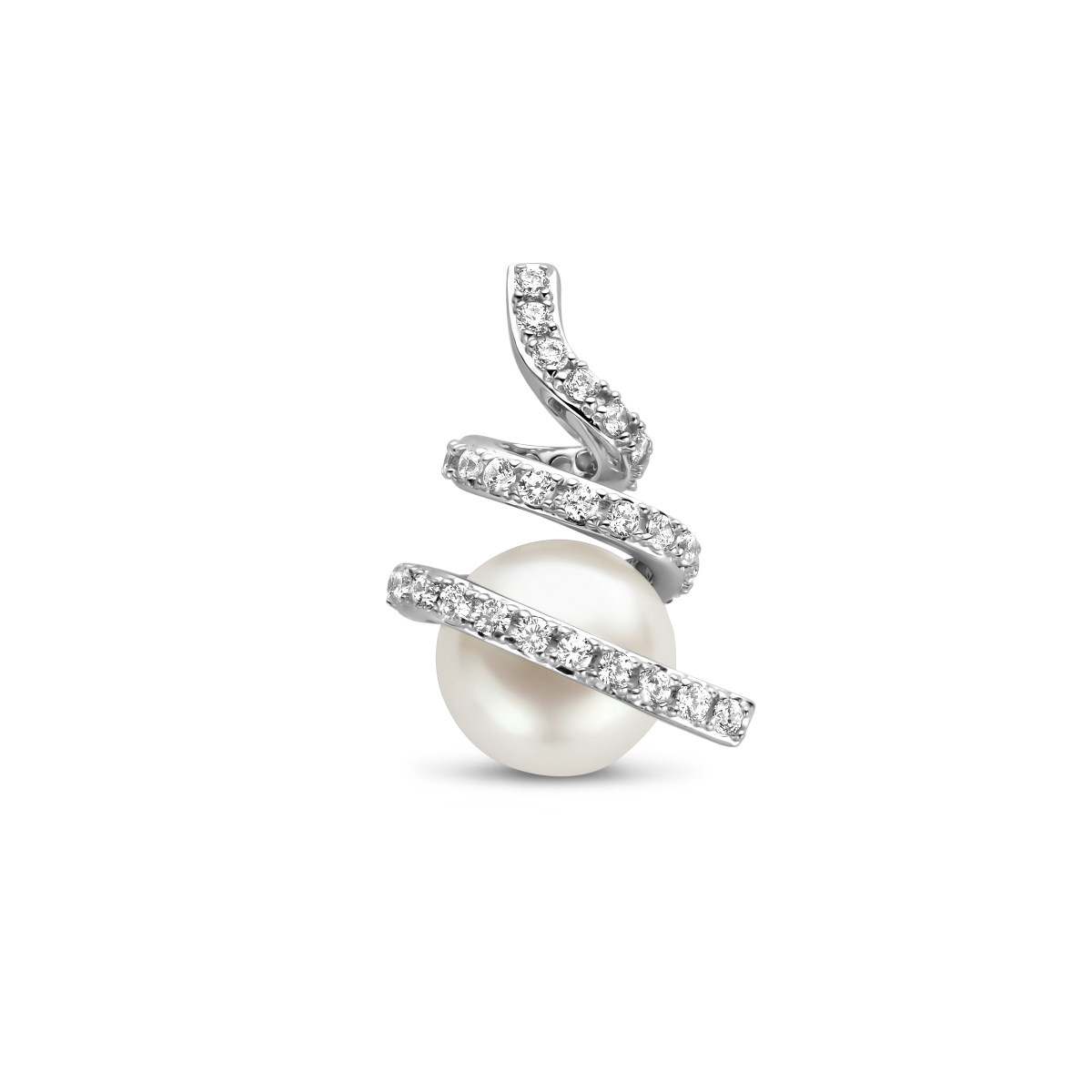 Prachtige parel hanger met zirkonia's - 18.5 x 14 mm