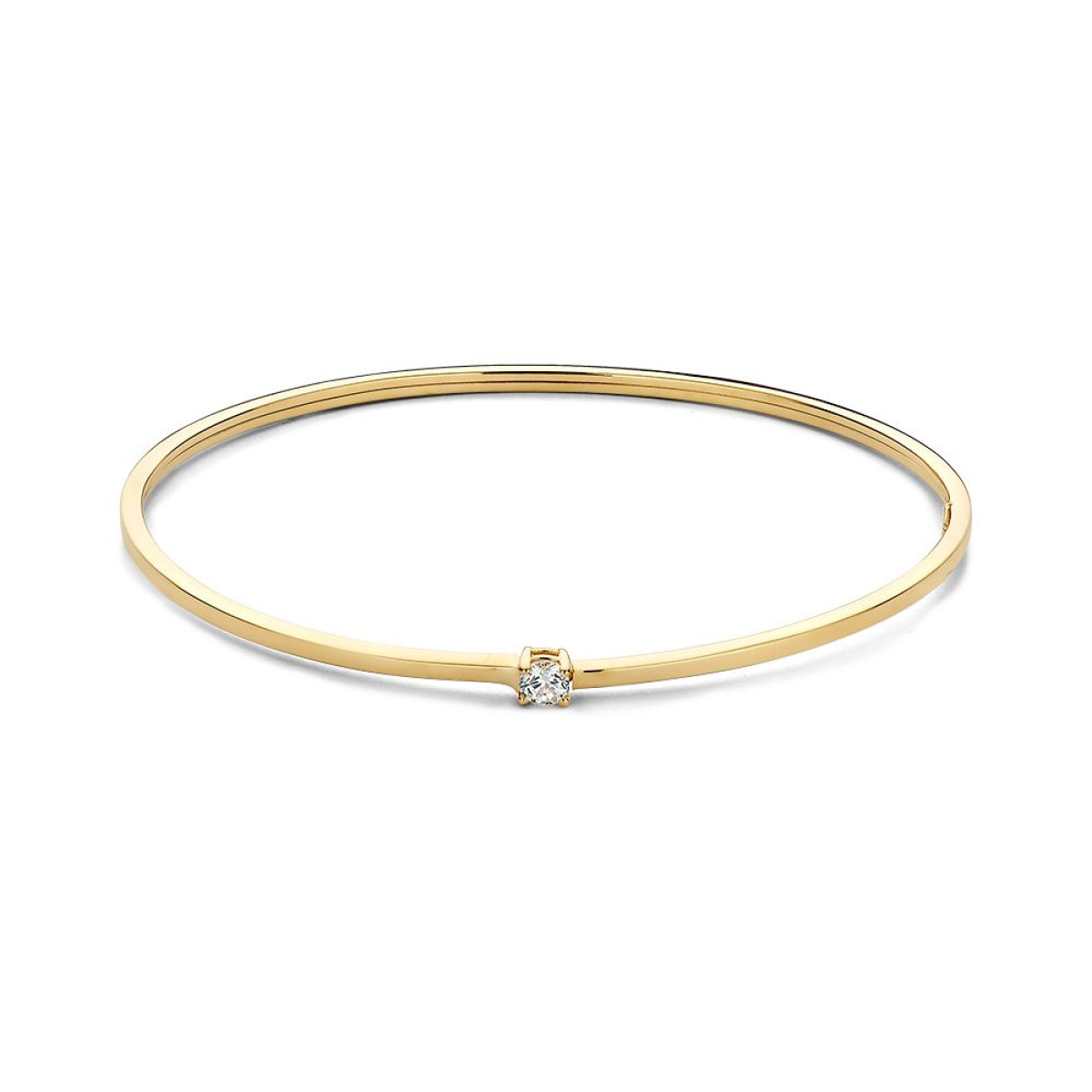 Rechte 14-karaat gouden bangle met transparante zirkonia 3.5 mm - Diameter 59 mm