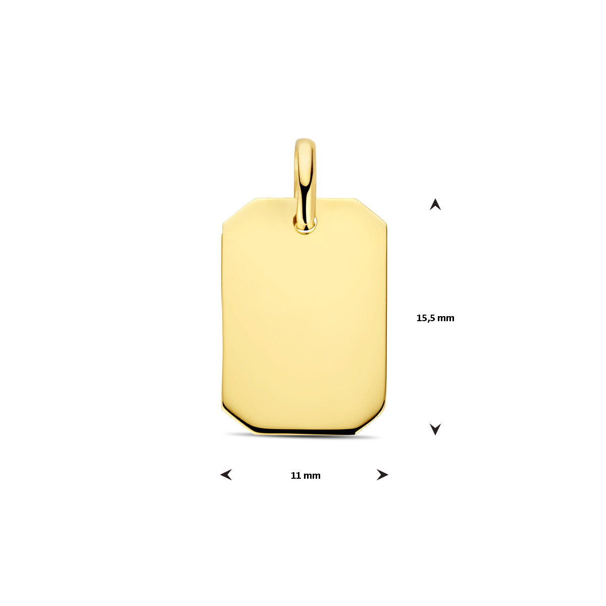 Rechthoekige 14-karaat gouden graveerhanger - 11 mm x 20 mm