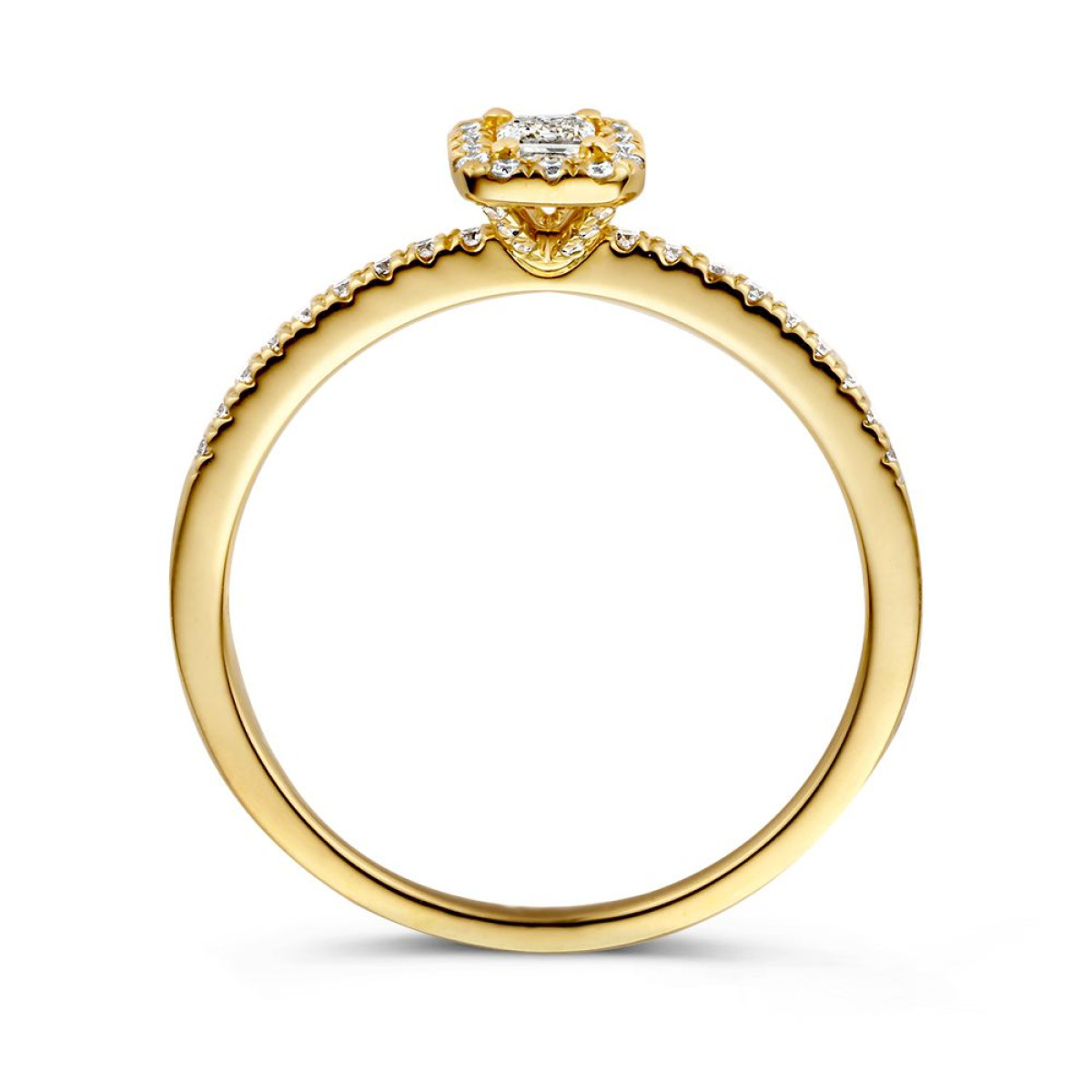 Rechthoekige entourage ring van goud en diamanten 0.42 crt