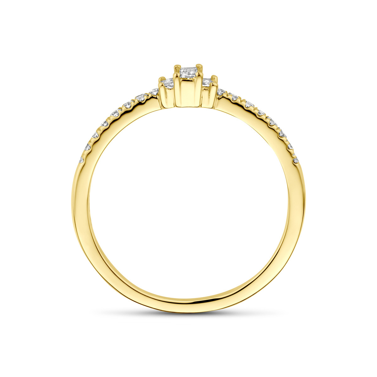 14-karaat gouden klassieke ring met lab grown diamant 0.21 crt 4.5 mm breed
